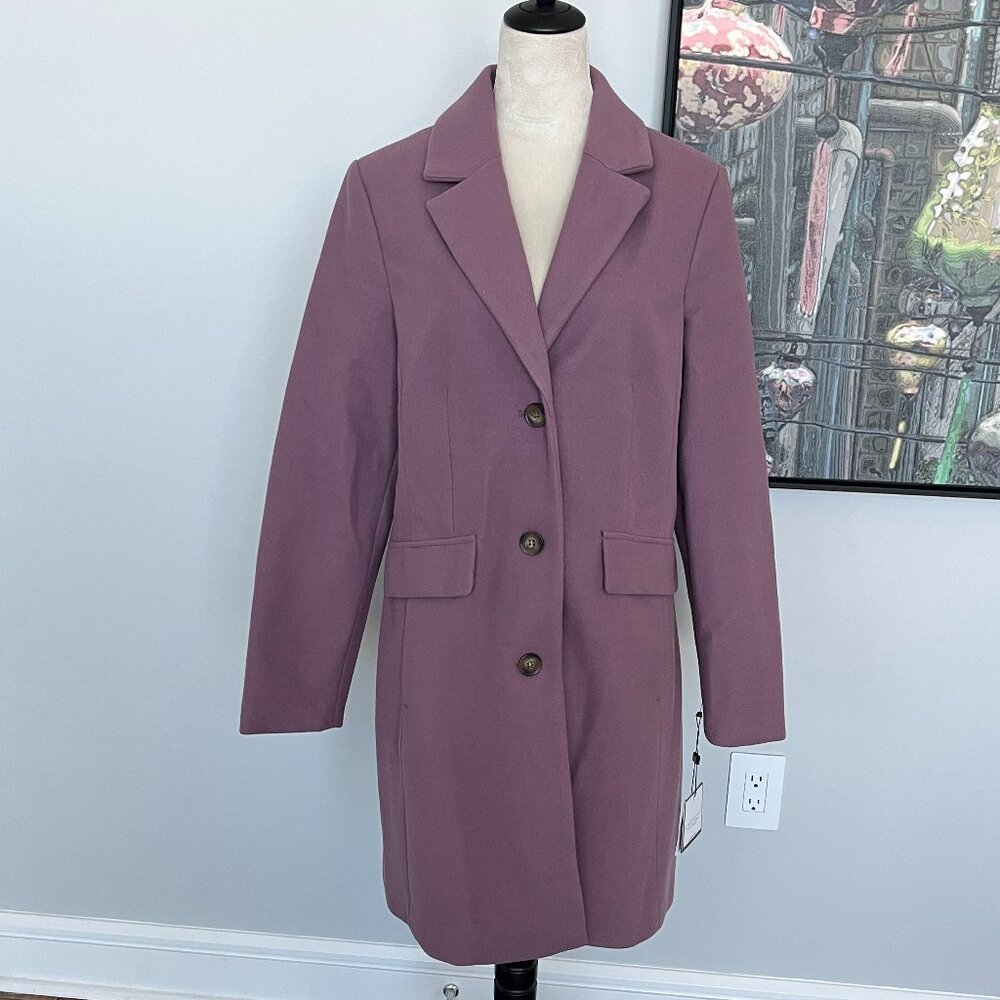 NWT Laundry by Shelli Segal Dusty Lilac Single Breasted Coat L